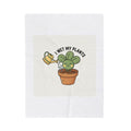 I Wet My Plants Velveteen Plush Blanket | Plant Parent Pun, Sage Cream Botanical Humor